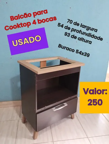 Balcão para Cooktop 4 bocas USADO - entrego se não for muito longe