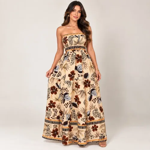 Vestido Longo Feminino Estampado Floral - R$ 89,90 | Jalorie