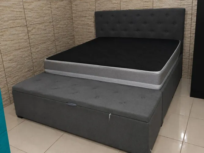 Cama box casal com cabeceira e baú