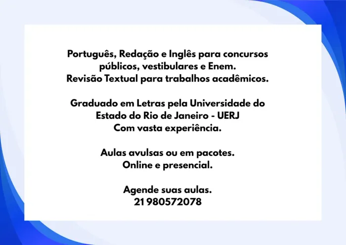 Português, Redação e Inglês para concursos públicos, vestibulares e Enem