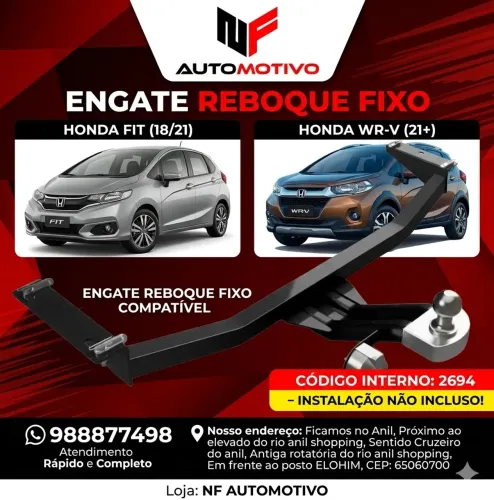 Engate reboque fixo Honda Fit e wrv