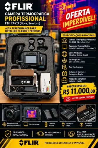 OPORTUNIDADE! CÂMERA TERMOGRÁFICA PROFISSIONAL FLIR T420 - NOVA, SEM USO!