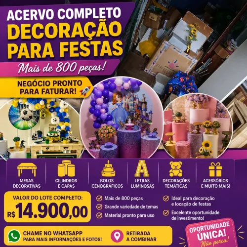ACERVO COMPLETO PARA DECORAÇÃO DE FESTA