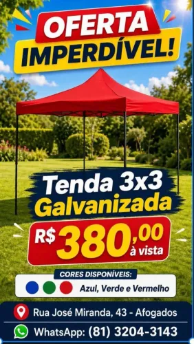 Tenda 3x3 Galvanizada ferragem preta 