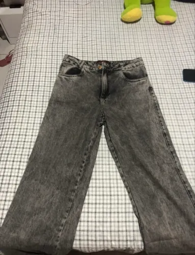 calça jeans wide leg cintura alta