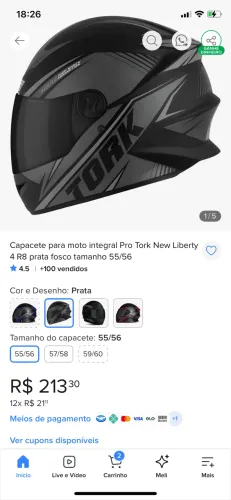 Capacete tork new