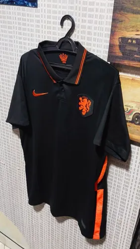 Camisa Seleção Holanda II 21/22 Nike - Preto e Laranja G Masculina