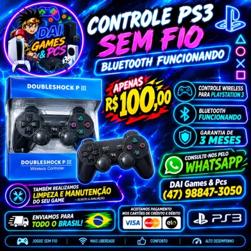 Controle PS3 semi novo com garantia