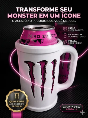 Copo Porta Lata Monster 3D Porta Lata 473ml Personalizado Estilo Monster 3D Presente