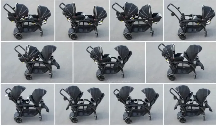 Carrinho de bebê duplo Graco Modes Duo + 2 bebês-conforto com bases