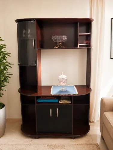 Estante/Home Bar em MDF com Porta de Vidro