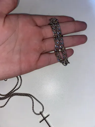 Kit cordão com crusifixo pulseira de prata e relógio