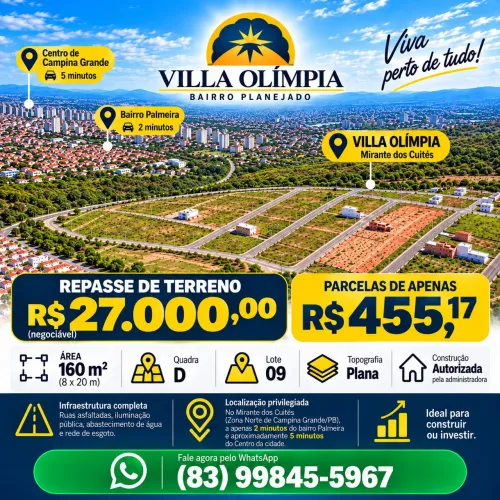 REPASSE DE TERRENO - VILLA OLÍMPIA | CAMPINA GRANDE/PB