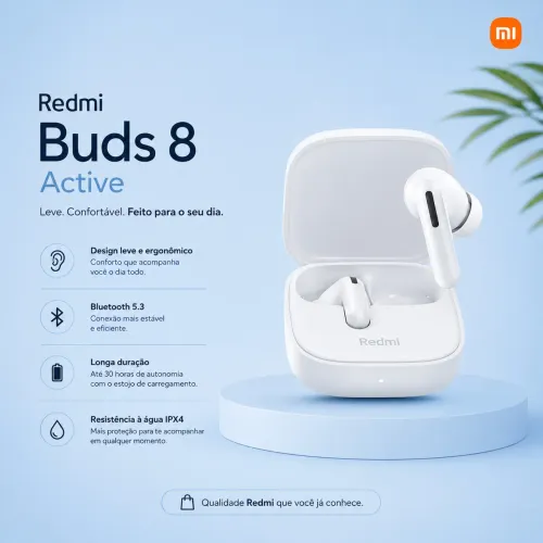 Fone Bluetooth Redmi Buds 8 Active Branco - Novo na Caixa (Se estiver lacrado/novo)