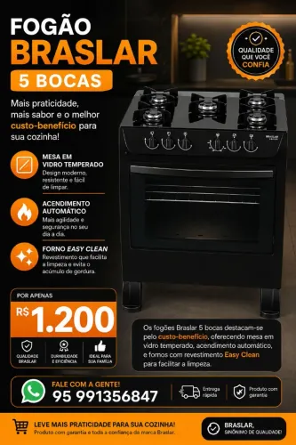 FOGÃO 5 BOCAS BRASLAR