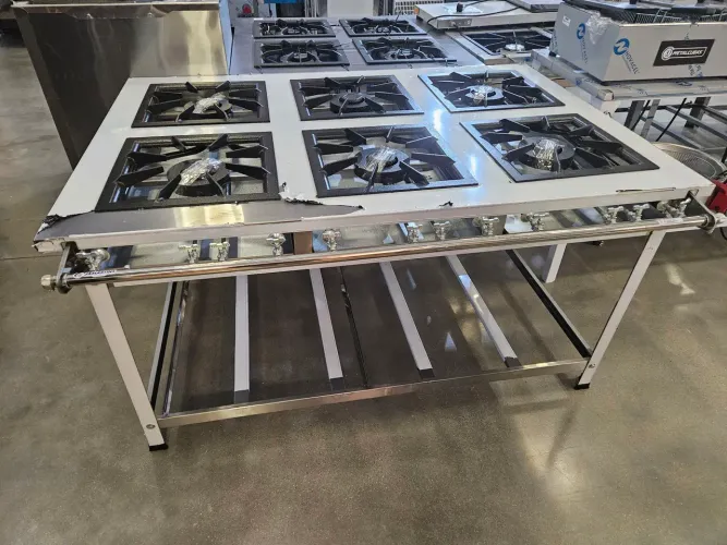 fogão industrial inox 6 queimadores duplos 40x40 a pronta entrega