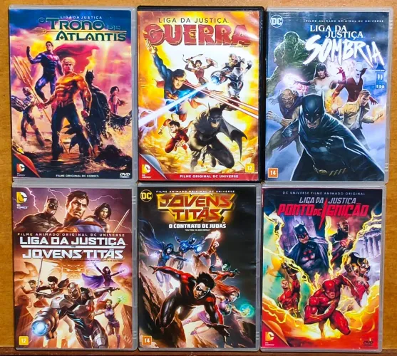 Lote com 6 DVDs Animações DC Comics 