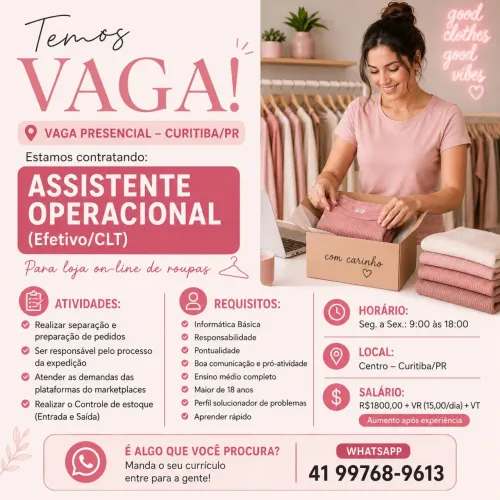 Contratando Vaga Assistente Operacional