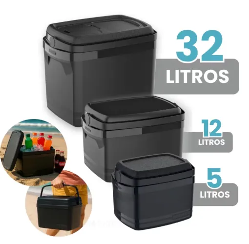 Kit 3 Caixas Térmicas Cooler 5L 12L 32L Soprano