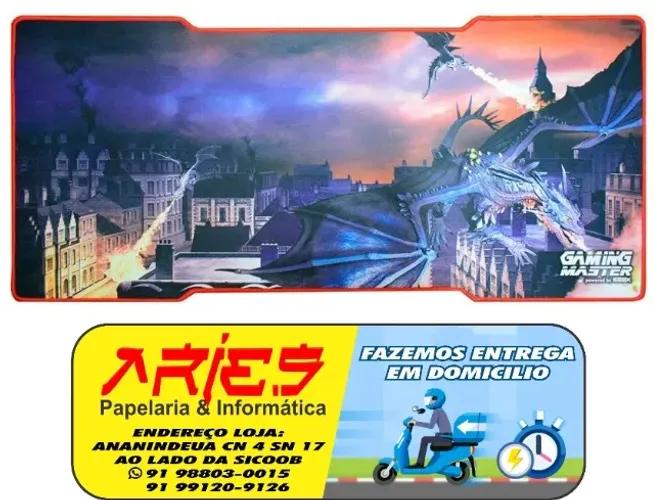 mousepad mouse pad gamer k-mex fx-x8235 extragrande 80 x 35 cm tema dragões