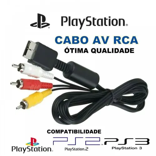 Cabo AV RCA para Playstation 2 e 3 - Ótima Qualidade
