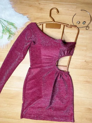 Vestido promoção lurex vinho