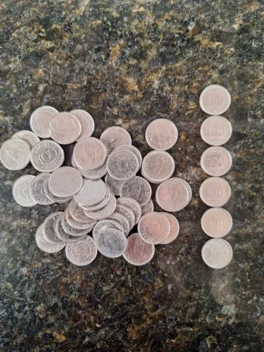 Moedas antigas do brasil 100 cruzeiros lote 50 moedas