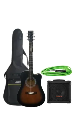 Kit Violao waldman aço eletrico dce 41 lsb - folk + Capa + Amplificadora + Cabo