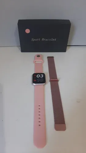 Relógio Inteligente Smartwhatch Esportivo WearFit P70 C/ Duas Pulseiras (Rosa) Usado