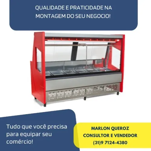 Balcão de Carne Luxo 2M Polar Vermelho 220v