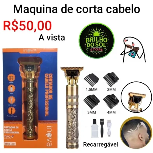 Máquina de cortar cabelo aparador de barba lâmina T sem fio recarregável R$50,00