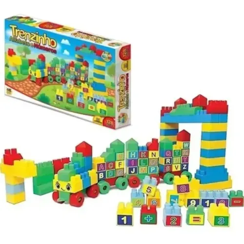 Brinquedo Para Montar Trenzinho Alfabeto 128 Peças - Ggb Plast