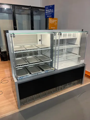 Balcão/vitrine dupla quente e fria 1.40m Gelopar - pronta entrega