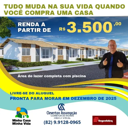 LINDAS CASAS - RENDA R$ 3.500 - 53M²