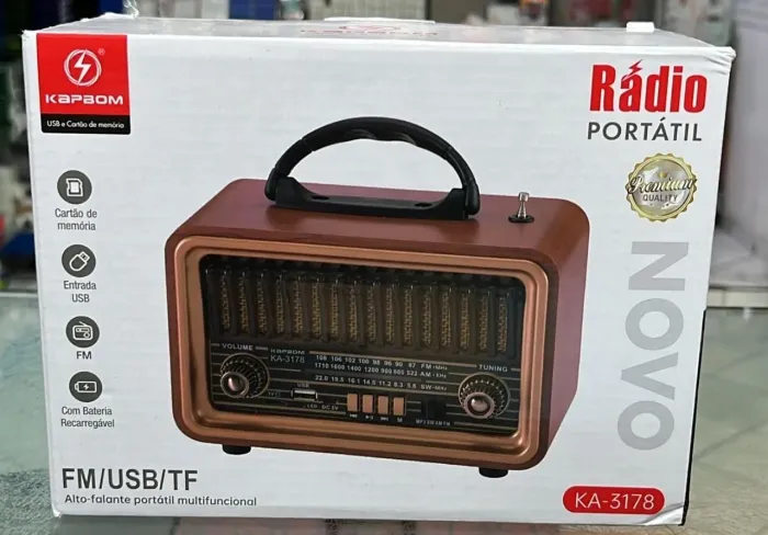 Rádio Portátil FM/USB/TF Vintage KA-3178