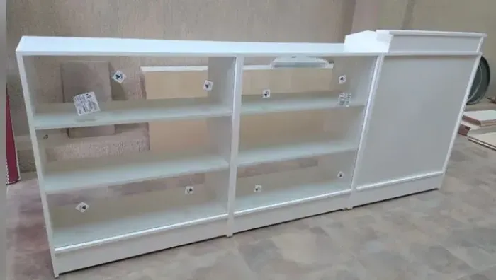 BALCÃO CAIXA + BALCÃO VITRINE EXPOSITOR - MDF 