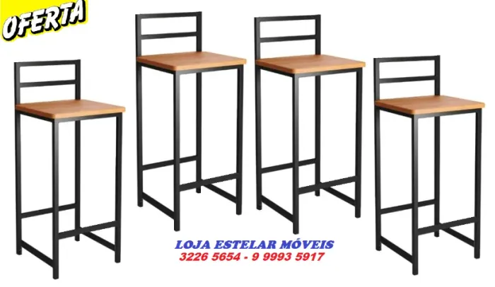 Banquetas alta em aço para cozinha ou bar