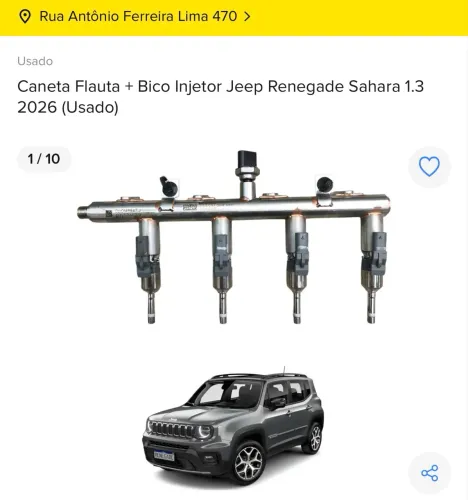 Caneta Flauta + Bico Injetor Jeep Renegade Sahara 1.3 2026 0km