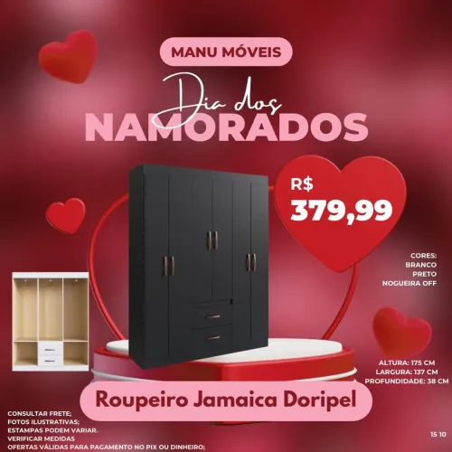 Guarda-Roupa Jamaica Doripel - Promoção Dia dos Namorados