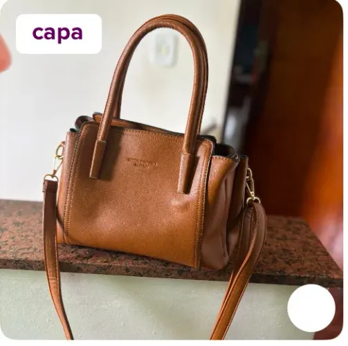 Bolsa de ombro com alça tira colo material sintético caramelo