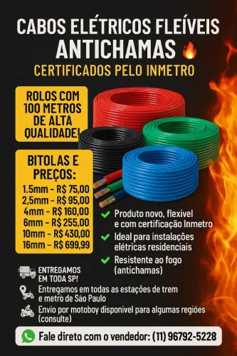 Cabos Elétricos Anti-Chamas - Certificados INMETRO