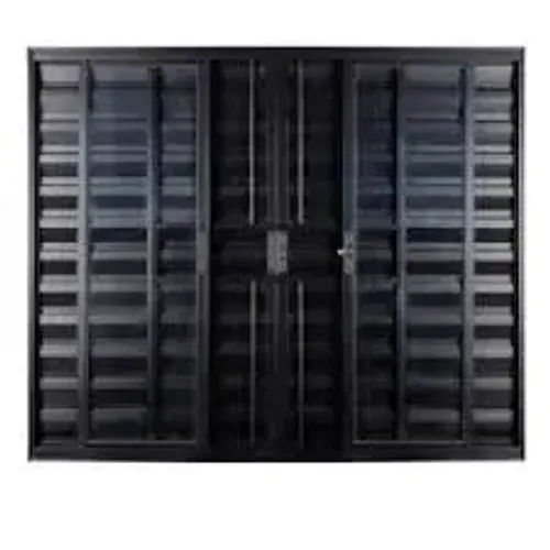 Janela Veneziana 6 Folhas Alumínio Preto Linha 25 com Grade