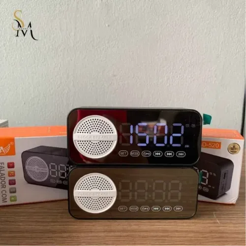 Rádio retrô com relógio de exibição de hora e via bluetooth