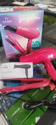 Kit com secador e chapinha Gama novo na caixa.