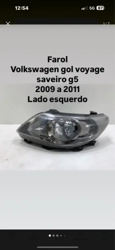 Farol Volkswagen Gol Voyage Saveiro G5 2009 a 2011 - Lado Esquerdo