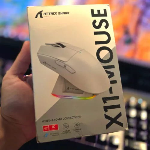 Mouse Gamer Sem Fio 2.4g Attack Shark 22000dpi Paw3311 X11 Cor Branco
