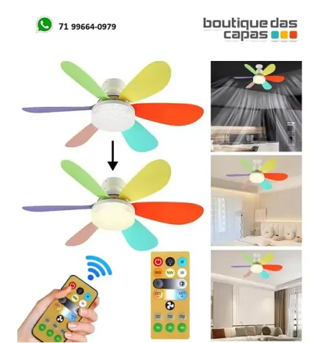 luminaria com Ventilador De Teto Silencioso Bivolt 2 em 1 com controle 3 niveis OIH-4954