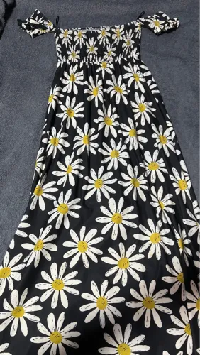 Vestido longo floral margarida