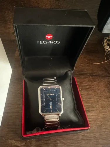 relógio technos masculino quadrado slim