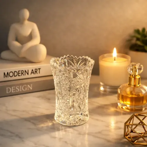 Mini Vaso De Cristal Lapidado Vintage - 8cm Altura Luxo